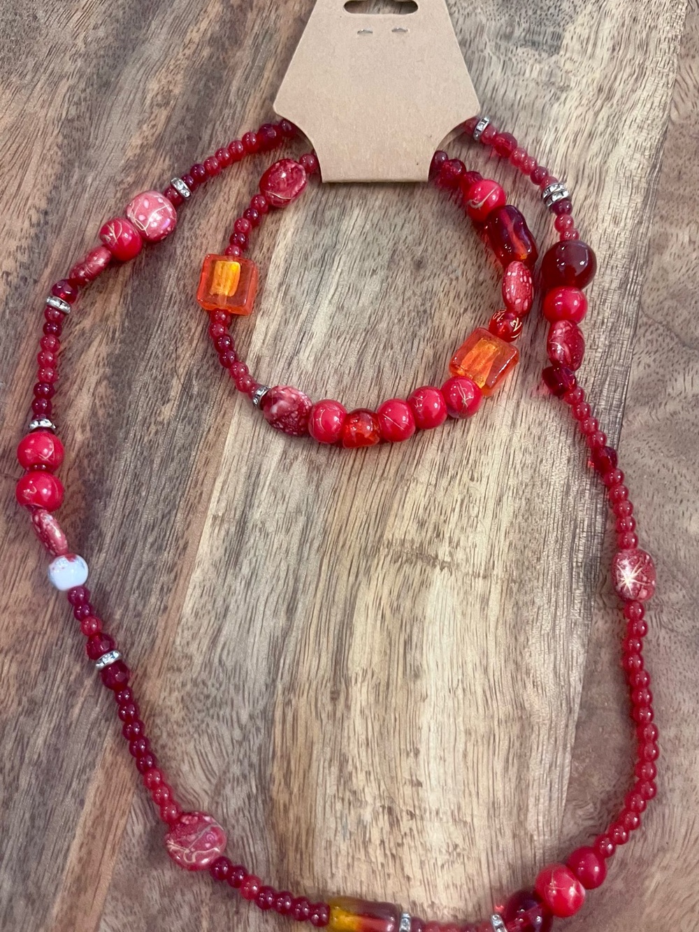 KEEP Collective Red and Orange Bead Necklace Set